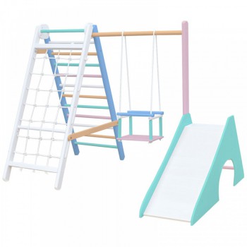 Детский уголок с горкой Mini-3 и качелькой цв. радужный - Интернет магазин тренажеров и спортивных товаров Ural Fitness в Екатеринбурге , Москва, Московская область Урал Фитнес продажа тренажеров беговая дорожка велотренажер эллиптический тренажер теннисный стол велосипед батут для детей 