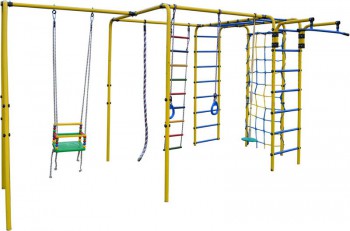 Детский спортивный комплекс уличный "Контур-1Н ПЛЮС"  желтый-синий - Интернет магазин тренажеров и спортивных товаров Ural Fitness в Екатеринбурге , Москва, Московская область Урал Фитнес продажа тренажеров беговая дорожка велотренажер эллиптический тренажер теннисный стол велосипед батут для детей 