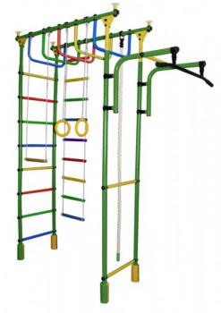 Детский спортивный комплекс распорный " ВЕЛИКАН - 1С " зел.-радуга - Интернет магазин тренажеров и спортивных товаров Ural Fitness в Екатеринбурге Урал Фитнес продажа тренажеров беговая дорожка велотренажер эллиптический тренажер теннисный стол электромобиль велосипед батут для детей снегокат санки