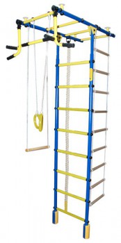 Детский спортивный комплекс для дома  "Атлант" синий-желтый - Интернет магазин тренажеров и спортивных товаров Ural Fitness в Екатеринбурге , Москва, Московская область Урал Фитнес продажа тренажеров беговая дорожка велотренажер эллиптический тренажер теннисный стол велосипед батут для детей 