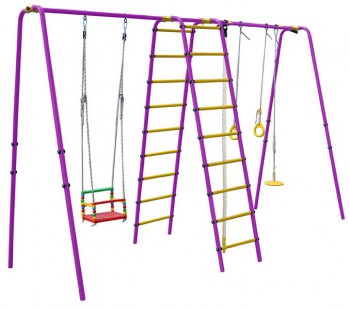 Детский спортивный комплекс уличный "Дружба-1Р Плюс" фиолетовый-желтый - Интернет магазин тренажеров и спортивных товаров Ural Fitness в Екатеринбурге , Москва, Московская область Урал Фитнес продажа тренажеров беговая дорожка велотренажер эллиптический тренажер теннисный стол велосипед батут для детей 